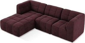 Vínovočervená zamatová rohová pohovka (ľavý roh/s leňoškou) Aloha – Makamii