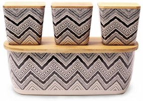 Chlebník s bambusovým krytom + 3 dózy