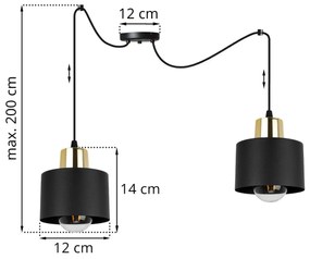 Závesné svietidlo PANTA SPIDER, 2x čierne kovové tienidlo, G