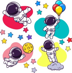 PIPPER. Farební astronauti - textilná nálepka na stenu