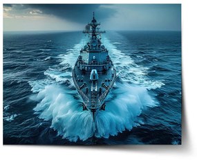 Sablio Plagát Vojnová loď prerážajúca oceán - 60x40 cm