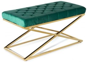 Prešívaná lavica SALIBA 50x97 cm zlatá/zelená