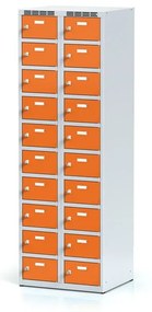 Alfa 3 Šatníková skrinka s úložnými boxami, 20 boxov, 1800 x 600 x 500 mm, otočný zámok, oranžové dvere