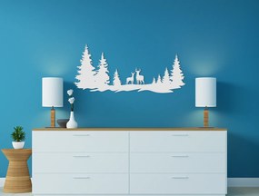drevko Drevená nálepka Jelene v lese Rozmer obrazu: 28,5 x 65 cm, Farba dekorácie: Čierna