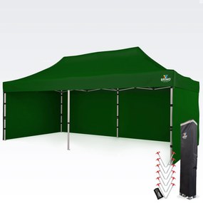 BRIMO Nožnicový párty stan PREMIUM ALU 4x8 m s 3 stenami zelený
