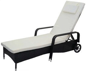 Lehátko Carrara, polyratan / hliník - antracit, béžový vankúš