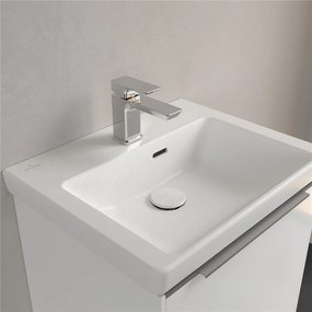 VILLEROY &amp; BOCH Subway 3.0 umývadielko na skrinku s otvorom, s prepadom, 500 x 400 mm, Stone White, s povrchom CeramicPlus, 4370FFRW