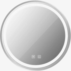 Rea Zrkadlo ⌀70 cm s vyhrievaním a regulovateľným LED osvetlením HOM-06506, brúsená oceľ