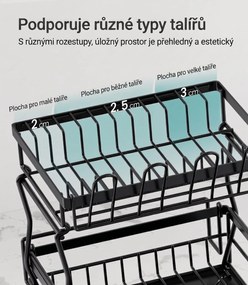 Dvoupatrový odkapávač na nádobí Barny černý