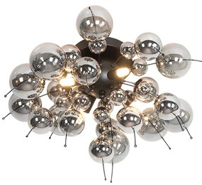 Dizajnové stropné svietidlo čierne s dymovým sklom 4-žiarovkové - Explode