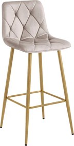 Barová stolička NADO zamatová, tmavá béžová / hnedá