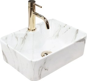 Rea Kelly Mini, umývadlo na dosku 410x310x130 mm, imitácia kameňa-Aiax Shiny, REA-U6504