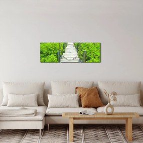 Obraz - drevený chodník (s hodinami) (90x30 cm)