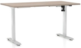 Výškovo nastaviteľný stôl OfficeTech A, 140 x 80 cm, biela podnož, dub