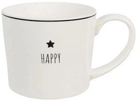 Biely hrnček s hviezdičkou Happy - Lovely Day - 12*8*7 cm / 275 ml