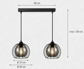 Luster na lanku SOLO BLACK 2xE27/60W/230V