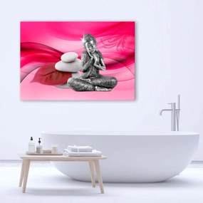 Obraz na plátně Zenový Buddha na růžovém pozadí - 120x80 cm