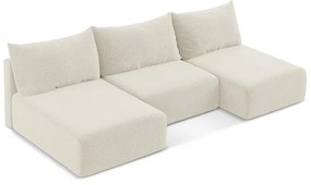 Krémovobiela rozkladacia/s úložným priestorom rohová pohovka Kalena – Makamii