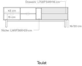 Tmavosivý TV stolík 180x56 cm Corvo - Teulat