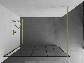 Mexen Kioto, sprchová zástena Walk-In 110 x 200 cm, 8mm číre sklo čierny vzor, zlatý matný profil, 800-110-101-55-78