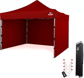 BRIMO Prémiový Párty stan 3x3m Hliník | Najvyššia odolnosť - s 3 stenami - Červená 13