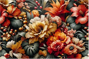 Obraz - Oranžovo-červené kvety (90x60 cm)