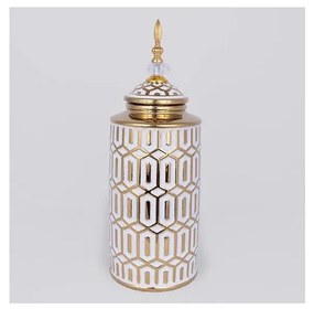 Keramická dóza 45,7x16,9 cm zlatá/biela