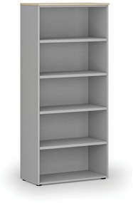 Kancelársky regál PRIMO GRAY, 1781 x 800 x 420 mm, sivá/dub prírodný