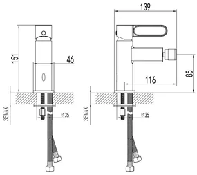 F-Design Zaffiro, bidetová batéria, čierna matná-ružové zlato, FD1-ZFR-6-25