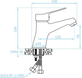 Kuchinox Tibi, stojanková umývadlová batéria s automatickou zátkou, chrómová, LAV-BQY_022D