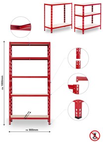 Trestles Balíček 10xSUPER HIT - Policový regál 1800x900x600 Farba: červená