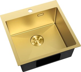 Mexen Solix, 1-komorový nerezový drez 500 x 500 mm, brúsená zlatá, 6407501000-55