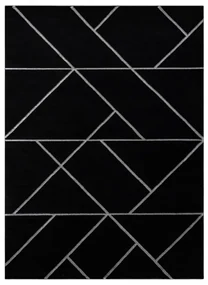 Koberec EMERALD exkluzívny 7543 glamour, styl geometrický čierny / strieborný