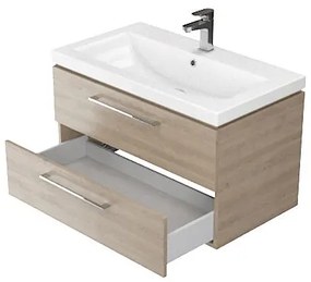 Cersanit S801-154-DSM - Závesná kúpeľňová skrinka s umývadlom LARA 80 cm orech