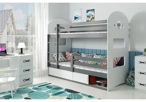 Detská poschodová posteľ DOMINIK s úložným priestorom 80x190 cm - grafit Biela