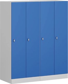 Šatníková skrinka S1 znížená, 2 oddiely, 1500 x 600 x 500 mm, otočný zámok, zelené dvere