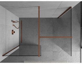 Mexen Kioto, 2-stenová sprchová zástena Walk-In 130 x 70 cm, 8mm číre sklo, ružové zlato profil, 800-130-202-60-00-070