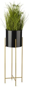 KOVOVÝ KVETINÁČ SO STOJANOM GLAMOUR 75X24 CM ČIERNA/ZLATÁ