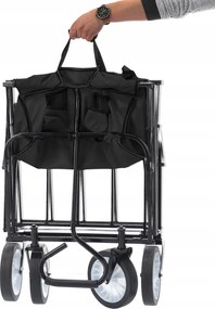 Garden Line ČIERNY SKLADACÍ ZÁHRADNÝ VOZÍK 116 x 54 x 90 cm