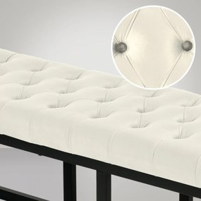 Lavica Polson - zamat, čierny rám 150 cm - Krémová