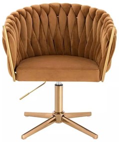 LuxuryForm DESIGN Kreslo NORDEN VELUR na zlatom kríži - medové
