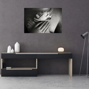 Obraz - Lotos v rukách Budhu (90x60 cm)