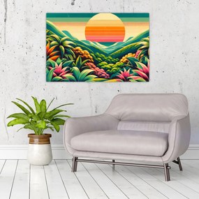 Obraz - Pestrofarebný západ slnka (90x60 cm)