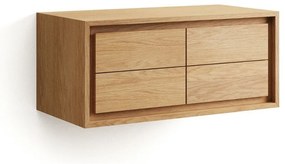 Nízka závesná skrinka pod umývadlo z teakového dreva v prírodnej farbe 90x40 cm Kenta – Kave Home