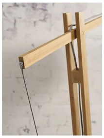 Stojacia lampa s bielym tienidlom a konštrukciou z bambusu Good&amp;Mojo Montblanc
