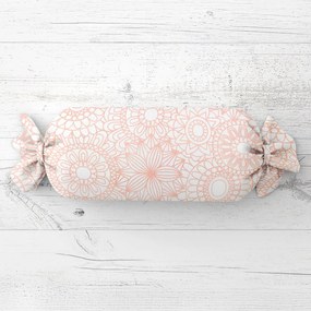 Biante Vankúš valec bonbon Sandra SA-275 Svetlo lososové mandaly na bielom 15x60 cm