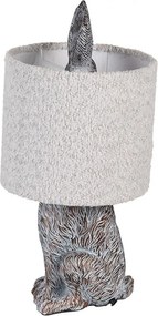 Šedá stolná lampa králik s chlpatým tienidlom Rabbi - Ø 20*43 cm E27/ma* 1*60W