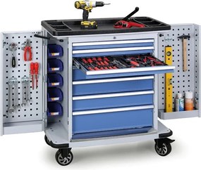 Pojazdný dielenský vozík na náradie EXPERT, 7 zásuviek, 1030 x 900 x 530 mm, grafit
