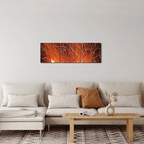 Obraz ohňa (s hodinami) (90x30 cm)