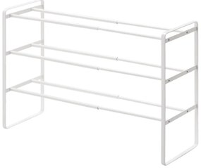 Biela nastaviteľná polica na topánky s 3 poschodiami YAMAZAKI Maebashi